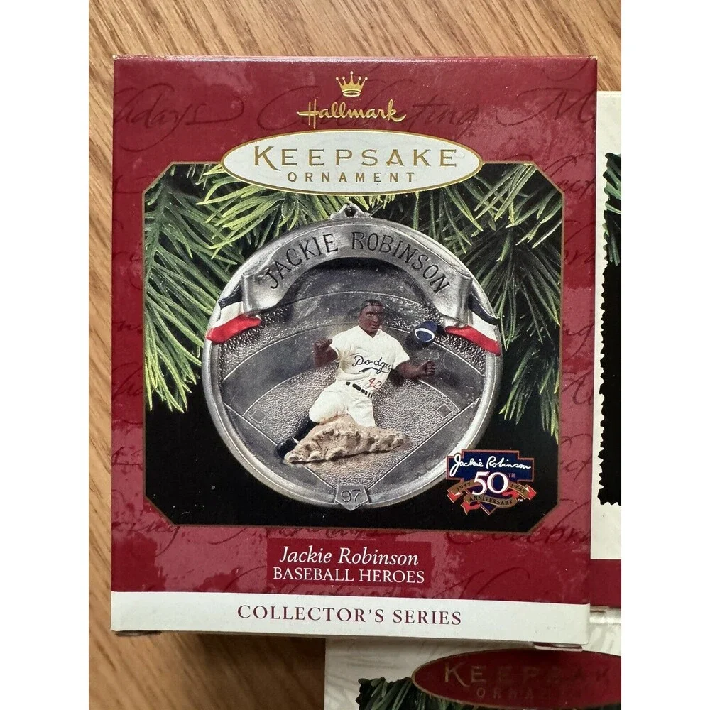 Hallmark Ornaments Jackie Robinson‎ Lou Gehrig Satchel Paige Baseball Heroes MLB